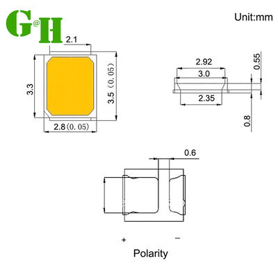 Chip Size 2.8mm X 3.5mm 2835 LED CHIPS Semiconductor Components Offering 120 Degrees Wide Viewing Angle for Illumination